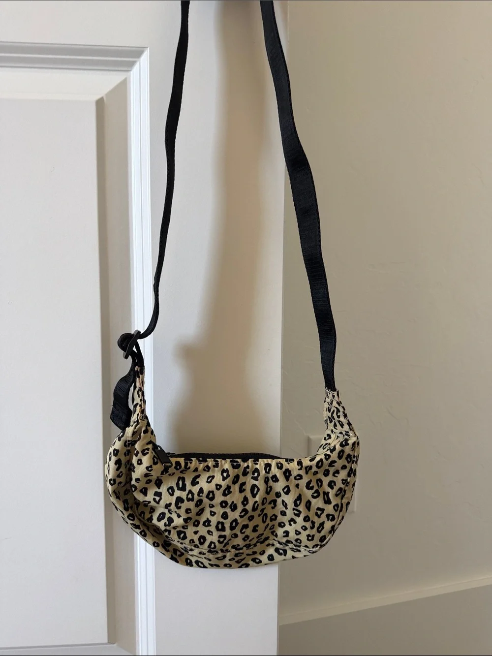 Baggu mini leopard crescent bag
